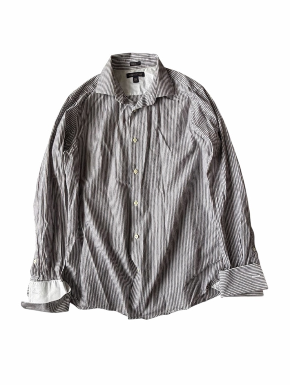 Banana Republic Men's Black and White Striped Dress Shirt